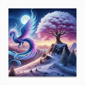 Lady dragon and the pink tree Canvas Print