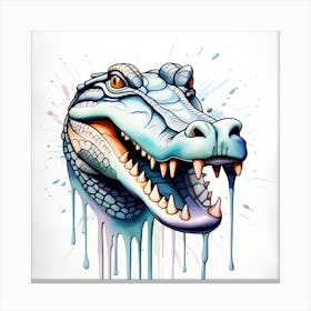 Alligator Head watercolor dripping Canvas Print