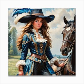 Lady And Her Horse Canvas Print