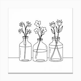 Flowers In Glass Jars Canvas Print