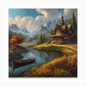 House On A Lake Canvas Print
