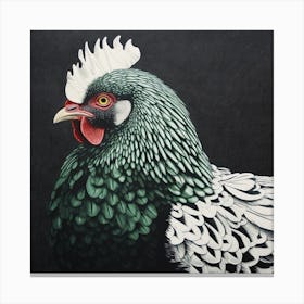 Ohara Koson Inspired Bird Painting Chicken 2 Square Canvas Print