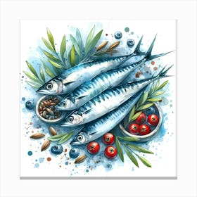 Watercolor Fishes Art Print Canvas Print