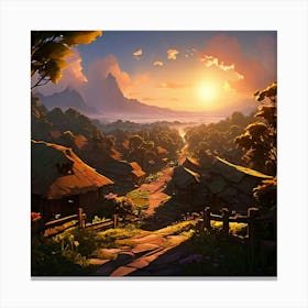 Village At Sunset 3 Canvas Print