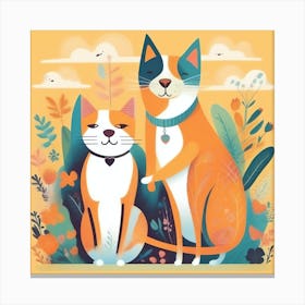 Two Cats In The Garden Canvas Print