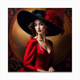 Portrait Of A Woman In A Red Dress 3 Canvas Print