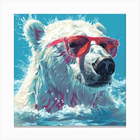 Polar Bear In Sunglasses Canvas Print