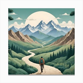 Man Hiking In The Mountains Canvas Print