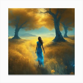Girl In A Blue Dress 3 Canvas Print