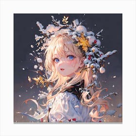 Anime Girl In Snow 1 Canvas Print