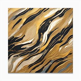 Gold And Black Abstract Painting Canvas Print