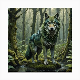 The wolf in the rain forest Canvas Print