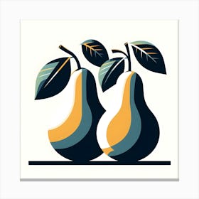 Two Pears With Leaves Canvas Print