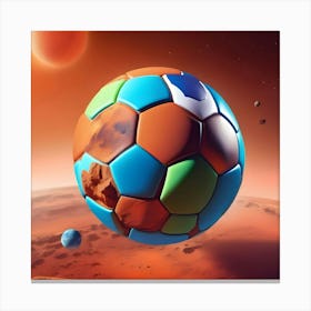 A Colorful Soccer Ball Flying In Space Canvas Print