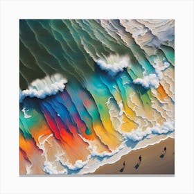 Colorful Waves Embrace Beachgoers In Coastal Euphoria Canvas Print