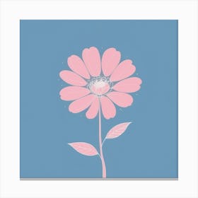 A White And Pink Flower In Minimalist Style Square Composition 423 Canvas Print