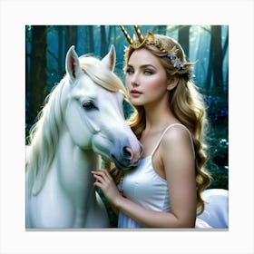 Human Unicorn Fantasy Mythical Magic Horn Enchantment Ethereal Dreamlike Whimsical Mystica (5) Canvas Print