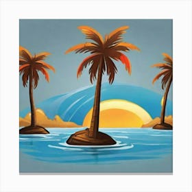 Palm Trees In The Water Canvas Print