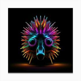 Neon Porcupine Head Canvas Print