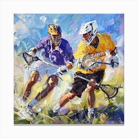 Two Lacrosse Players In Action 6 Canvas Print