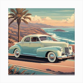 Vintage Car On The Beach ,car art print Canvas Print