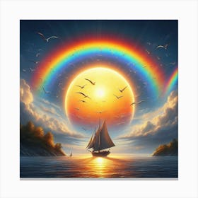 Rainbow Over Sailboat Canvas Print