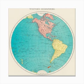 Western Hemisphere, World Atlas By Rand, Mcnally And Co Canvas Print