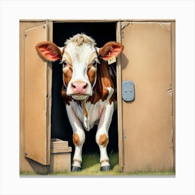 Cow In A Shed Canvas Print