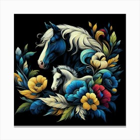 Horse And Flowers Canvas Print