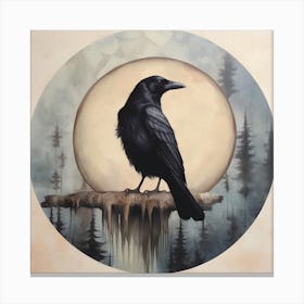 Raven At Full Moon Canvas Print