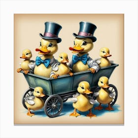 Ducks In A Wagon 3 Canvas Print