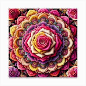 Rose mandala colorful 1 Canvas Print