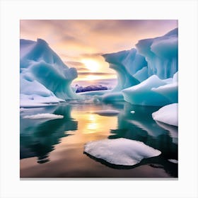 Icebergs At Sunset 34 Canvas Print