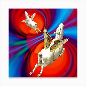 Sheep - colors - to fly - universe - photo montage Canvas Print