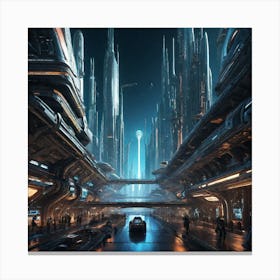 Futuristic City Blue IV Canvas Print