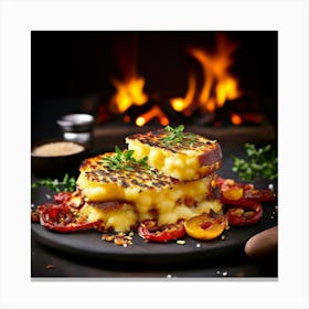 Grilled Cheese With Tomatoes And Herbs Canvas Print