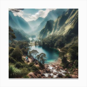 Mountain Lake In Indonesia Canvas Print