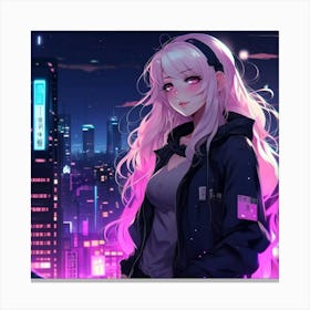 Anime Girl At Night Canvas Print