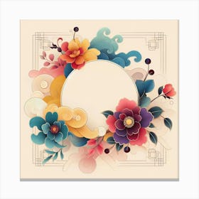 Chinese Floral Frame Canvas Print