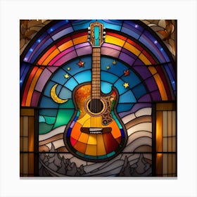 Stained Glass Guitar Canvas Print