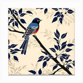 Japanese Sashiko Quilting, Bird On a Branch, folk art, 147 Canvas Print