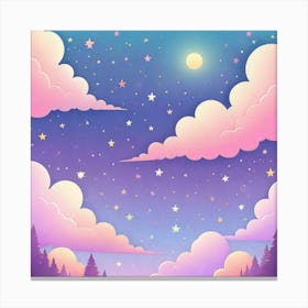 Sky With Twinkling Stars In Pastel Colors Square Composition 245 Canvas Print