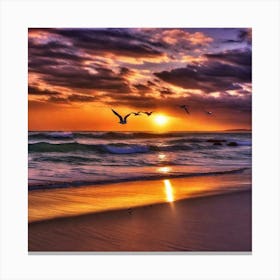 Sunset Seagulls 3 Canvas Print