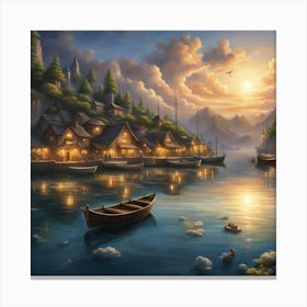 Village At Sunset Canvas Print