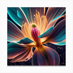 Silhouette of a fluorescent magnolia flower 7 Canvas Print