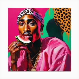 Tupac Eating a watermelon Canvas Print