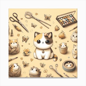 Kawaii Cats Canvas Print