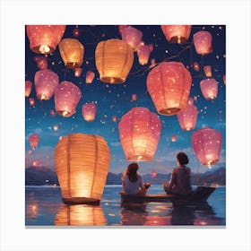 best Wish Lanterns for Love Art Canvas Print