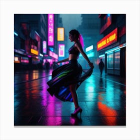 Woman rain dancing Canvas Print