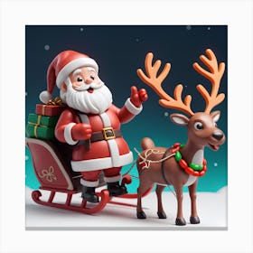 Santa Claus And Reindeer Canvas Print